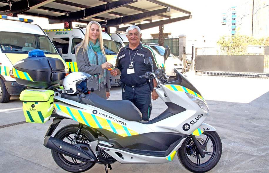 St John Ambulance receives “First Responder” motorbike from Gibtelecom Image